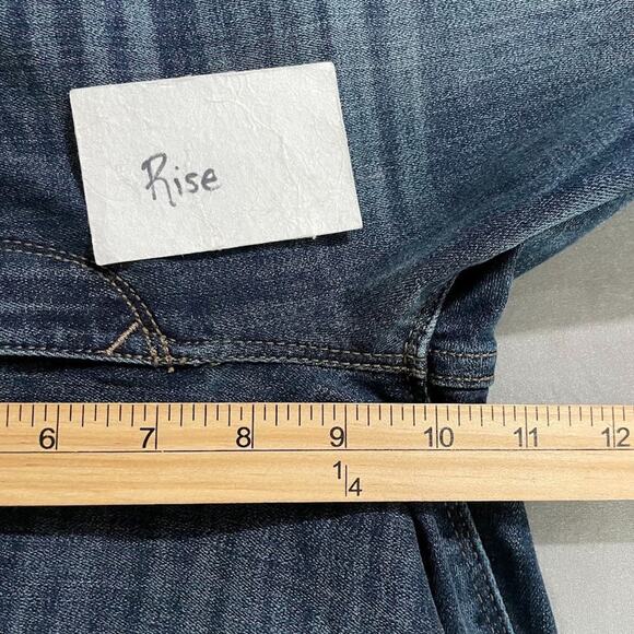 Express Size 10 Dark Wash Stretch Denim Jeans Western Slim Flare Mid Rise 2000s - Picture 10 of 12